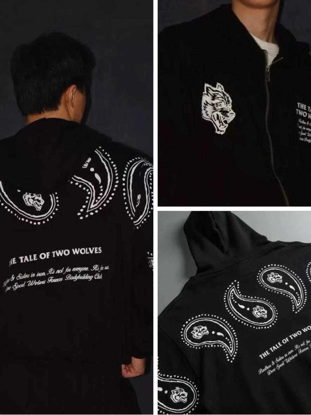 Darc Sport Black Hoodie with White Wolf & Paisley Graphics